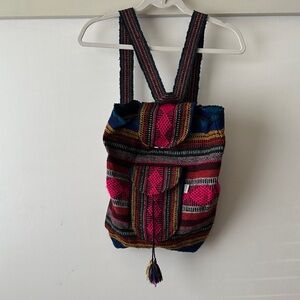 Colorful Patterned Woven Textile Women's Backpack